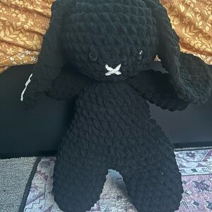 Handmade crochet black plush bunny